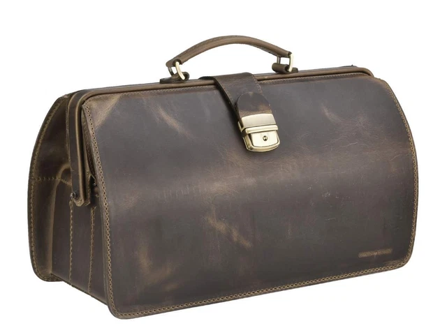 Greenburry Doctorsbag Doktorkoffer Hebammentasche Arzttasche antikbraun Leder