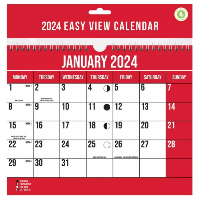 2024  WALL CALENDAR HOME OFFICE, EASY / LARGE / SLIM / MEMO/ 3 MONTH TO VIEW Dg