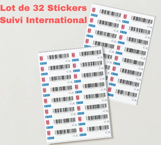 LOT DE 32 Stickers Suivi International pour Courrier et Petits Colis La