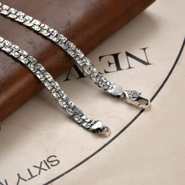 A25 Curb Chain Wide Flat With an Irregular Pattern 50 - 65 CM Silver 925