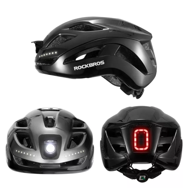 ROCKBROS Fahrradhelm Radhelm mit Sicherheitswarn Licht Schutzhelm 57-61cm CE