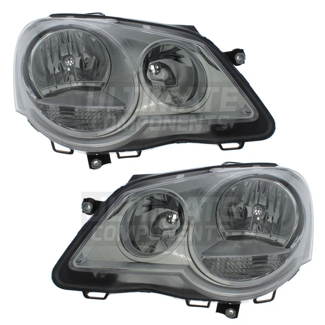 VW Polo Headlights Mk4 9N3 Hatchback 2005-2010 Chrome Inner Headlamps 1 Pair