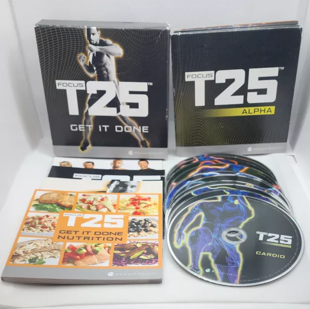 Focus T25 Alpha Beta - Beachbody Home Fitness Workout 10-Disc DVD Set w/ Shaun T