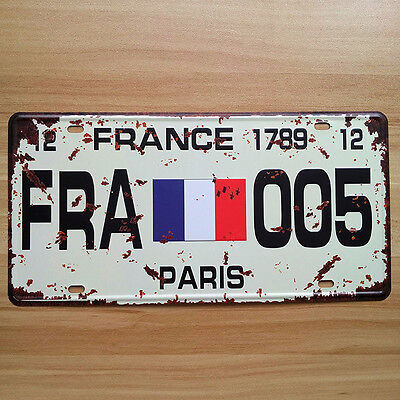Decorative Novelty License Plate Tin Metal Sign - Paris, France - Tricolour Flag
