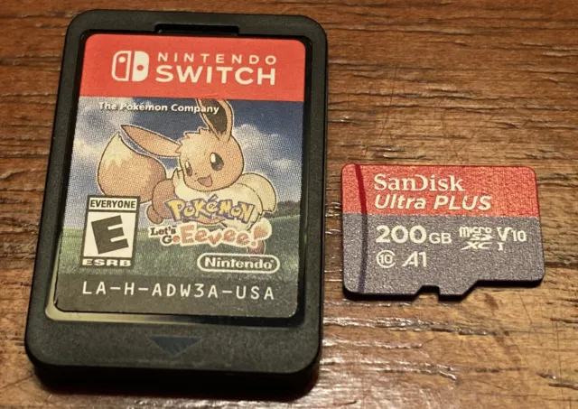 Pokémon: Let's Go, Eevee! (Nintendo Switch, 2018) & 200gb Micro SD Card