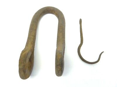 Forged Iron Metal Old Antique Loop Hook Hanger Parts Hardware Architectural Used