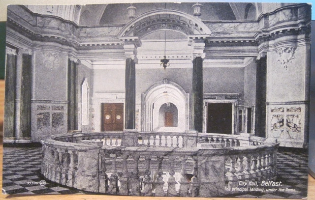 Irish Postcard BELFAST City Hall Landing Marble Northern Ireland WE Walton 1920s