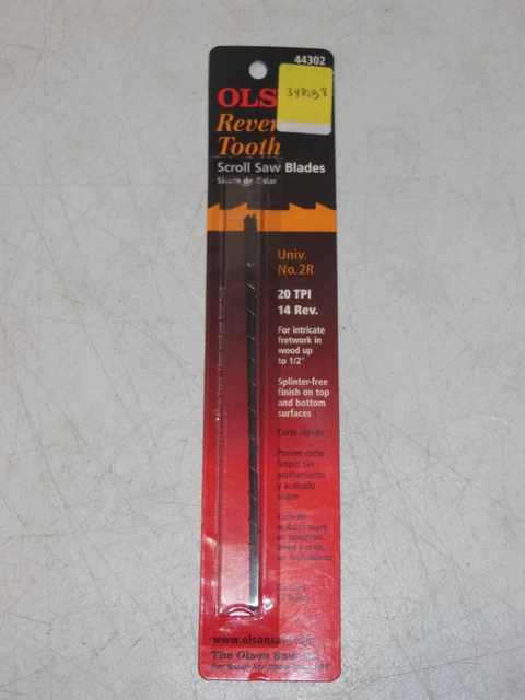 Olson 44302 5" Carbon Steel Reverse Tooth Scroll Saw Blade 20 TPI 12 pk Olson 44302 5" Carbon Steel Reverse Tooth Scroll Saw Blade 20 TPI 12 pk
