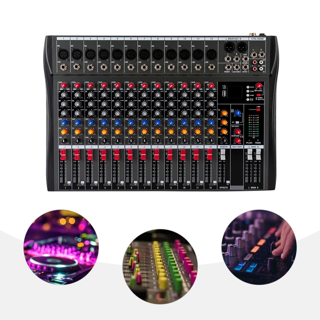 12-CHANNEL MIXING CONSOLE Live Studio Audio DJ Mixer Sound Board USB