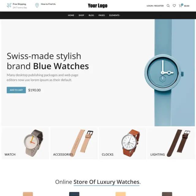 Watches Online Shop Web Design with Free 5GB VPS Web Hosting