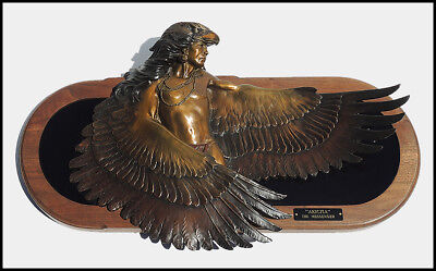 Dan Garrett Large Original Bronze Sculpture Akicita Messenger Signed Native Art