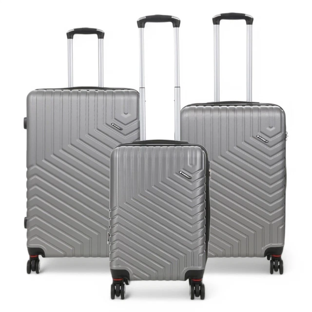 Set De 4 Valises AREBOS Coque Dure ABS - Argent - Tailles S, M, L, XL - 94L Max
