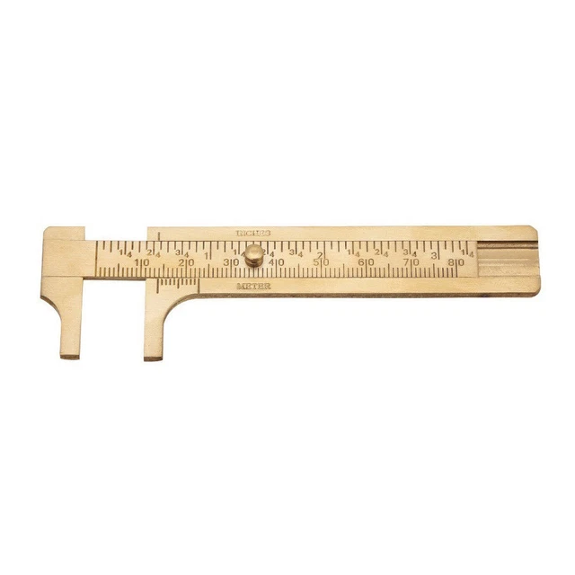 RULER VERNIER CALIPER Tools Copper Double Scale Pocket Ruler 0-80mm / 0 ...