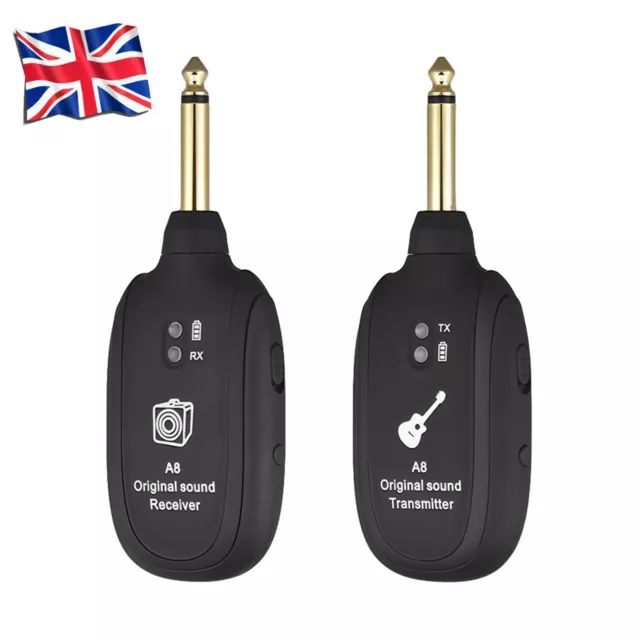 A8 UHF Wireless System Electric Guitar Bass Pickup Audio Transmitter Receiver UK