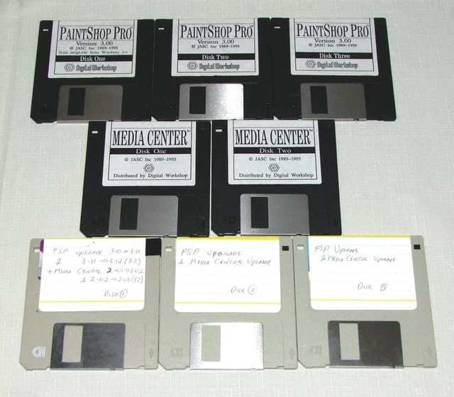 SOFTWARE JASC Pro vintage/1995 per PC Windows 3.x su floppy
