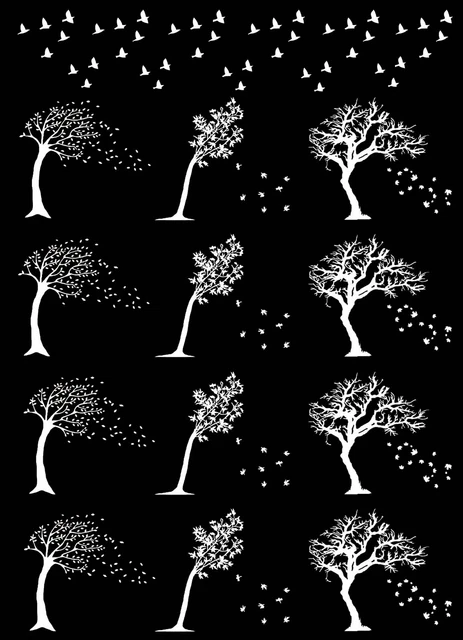 Calcomanías de vidrio fundido blanco de 1" Windy Trees 12 piezas 1470