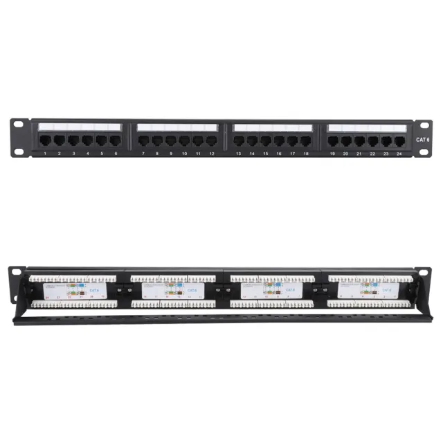 24 Port Mountable Data Patch Panel High Speed CAT6 CAT-6 Network Cable Rack FBM