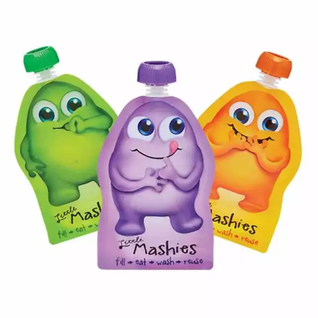 LITTLE MASHIES Reusable Squeeze Pouches 2p /pack + FREE GIFT