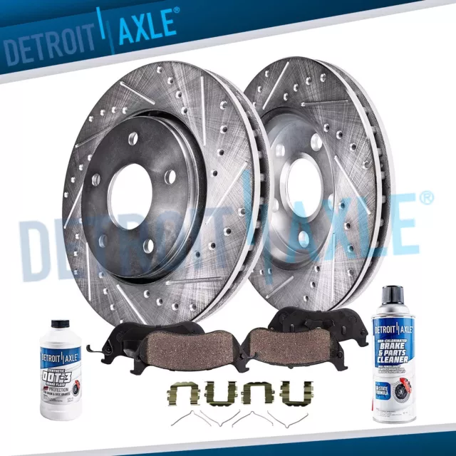 6pc Front Drilled Disc Rotors + Ceramic Brake Pads for Hyundai Sonata Kia Optima