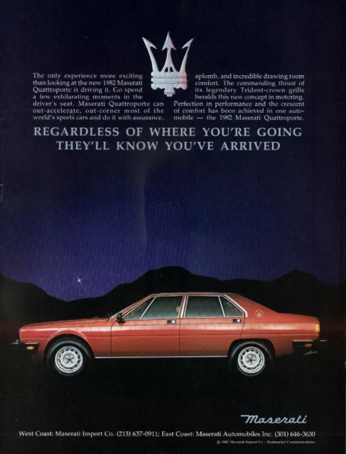 Regardless of Where You're Going Maserati Quattroporte ad 1982 AD