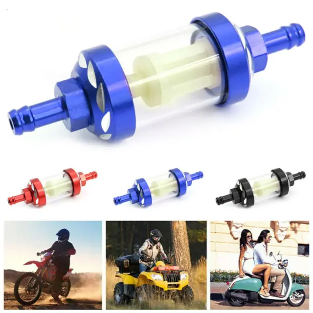 Universal Petrol Inline Fuel Filter Dirt Motorcycle Part Fit 8mm Pipes Blue-