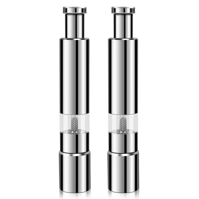 Brabantia Moulin à Sel Et Poivre En Acier Inoxydable Gris Mat - Lot De 4 Unités