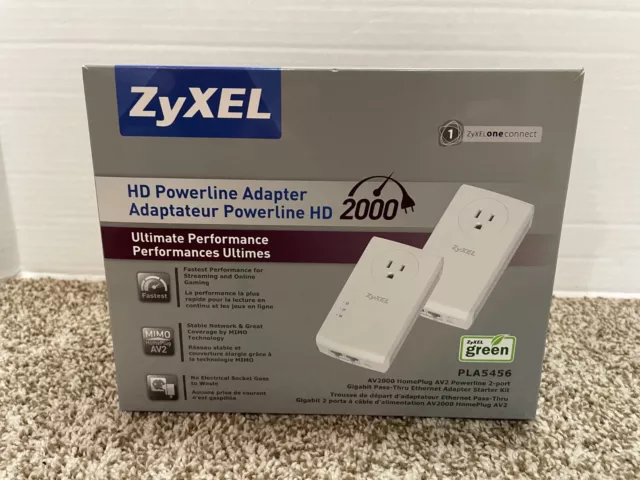 ZyXEL HD Powerline Adapter 2000, AV2000, PLA5456 Starter Kit - FREE SHIPPING !