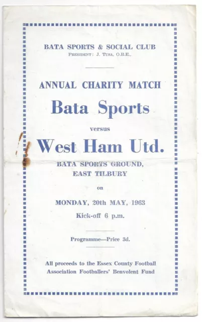 Bata Sports v West Ham United 1962/63 Friendly **RARE**