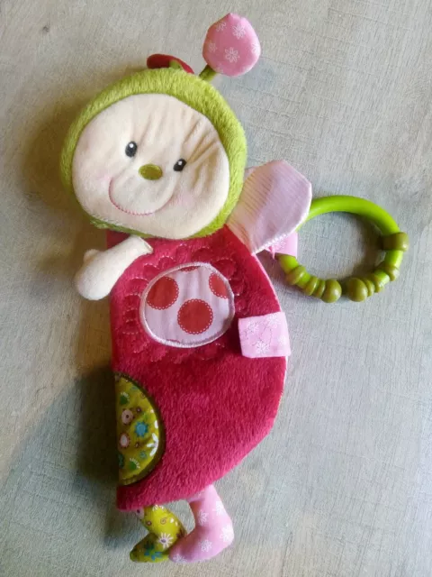 Doudou livre éveil - coccinelle LILLIPUTIENS env 25 cm peluche  - tbe - 🐰030