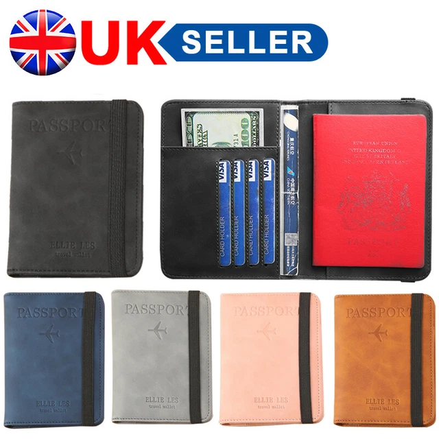 Travel Passport ID Wallet Holder Cover RFID Blocking Card Case Cover Leather UK