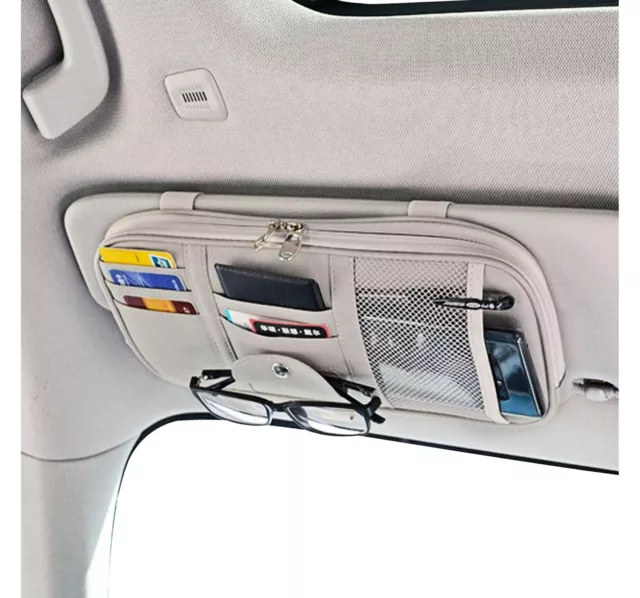 Da by Car Sun Visor Organizer Auto Pocket and Interior Cream Grey