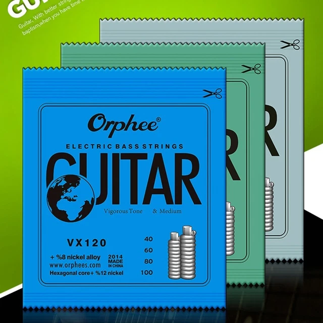Durable Orphee Bass Guitar Strings Hexagonal Carbon Steel Gauge 030 125
