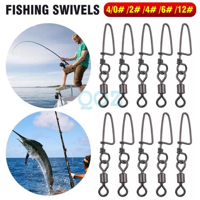 30Pack Ball Bearing Swivels with Coastlock Snap Fishing Choice of Size