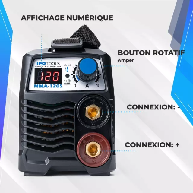 Posté a Souder a L Arc MMA-120S  Poste a Souder a Larc DC MMA Inverter Avec 120A 3