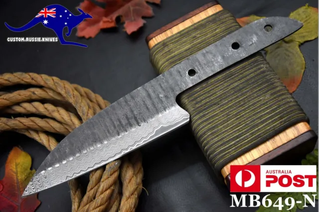 Custom Hammered 10.8"OAL Damascus Steel Blank Blade Chef Knife Handmade (MB649-N