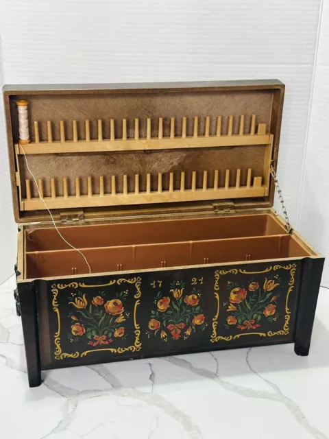 Victorian Sewing Box With Tray & Accessories Germany Plastic Vintage Antique Vtg