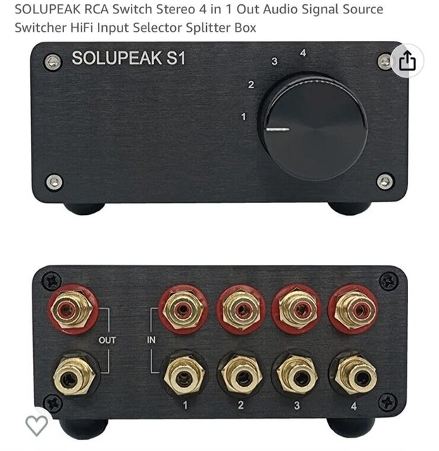 4-WAY RCA SWITCH Stereo Audio Source Input Signal Selector Switcher ...