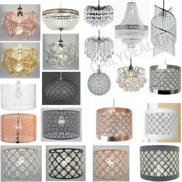 Modern Chandelier Acrylic Crystal Light Shades Droplet Ceiling Pendant Lampshade