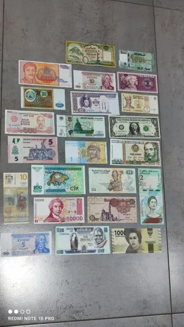 lotto di 23 banconote straniere mondiali  FDS