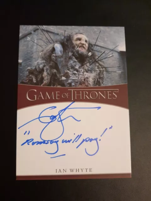 Ian Whyte as Wun Wun, Game Of Thrones Autograph Inscription Card Season 8