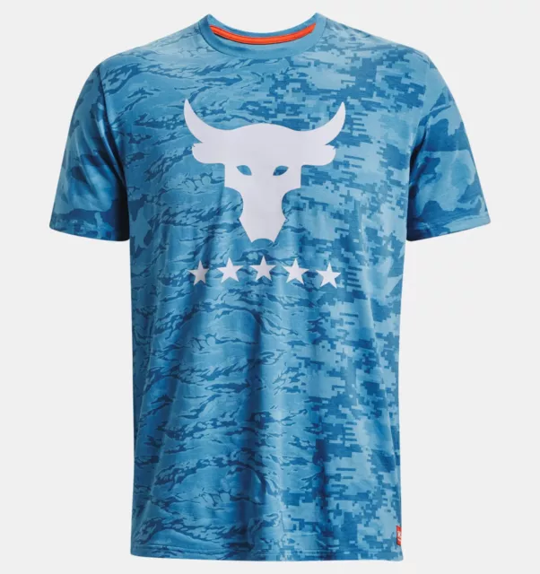 Under Armour UA Men's Project Rock Veterans Day Show Camo T-Shirt Blue Sz XL NWT