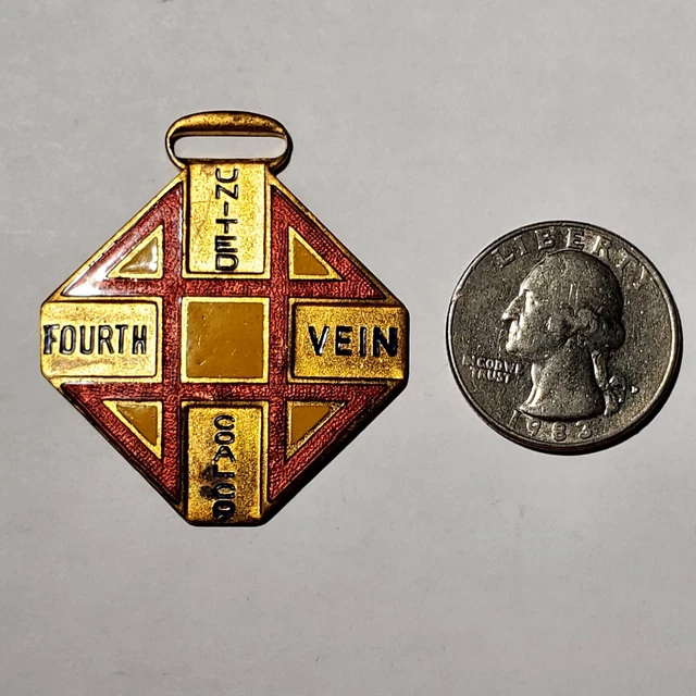 Antique United Coal Co. Fourth Vein Linton Indiana Enamel Watch Fob Mining Miner