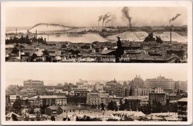 1943 JOHANNESBURG, SOUTH AFRICA Real Photo RPPC Postcard 2 Panorama Views