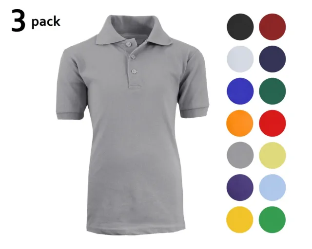 3 Pack School Uniform Polo for Boys Choose Shirts Color - Sizes 4-20 Many Colors