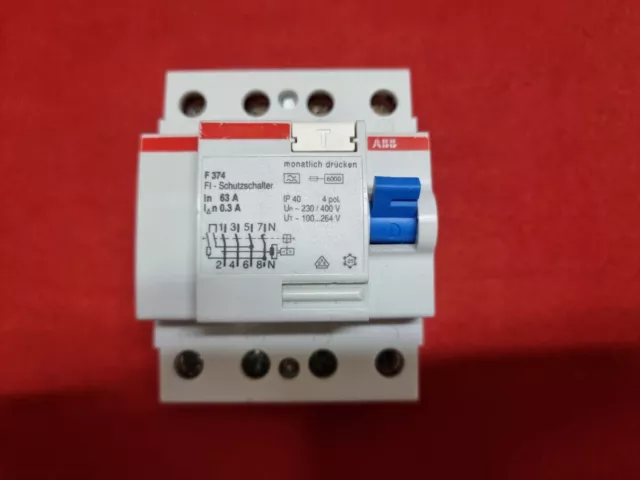 5 × ABB FI-Schutzschalter F374 63A 0,3A