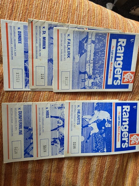 6 X RANGERS Home Programmes From Season 1970-71 some writing L11. £7.55 ...