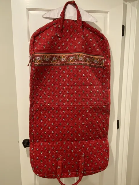 Vera Bradley Quilted Soft Garment Luggage Bag Provincial Red Retired EUC