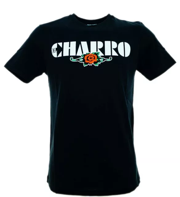 T-Shirt El Charro Classic Nera con Rosa Stampata