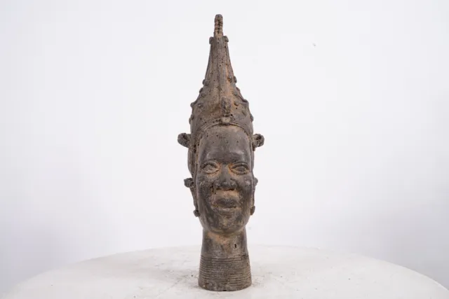 Benin Bronze Queen Mother Kopf 15 " - Nigeria - Afrikanische Tribal Kunst