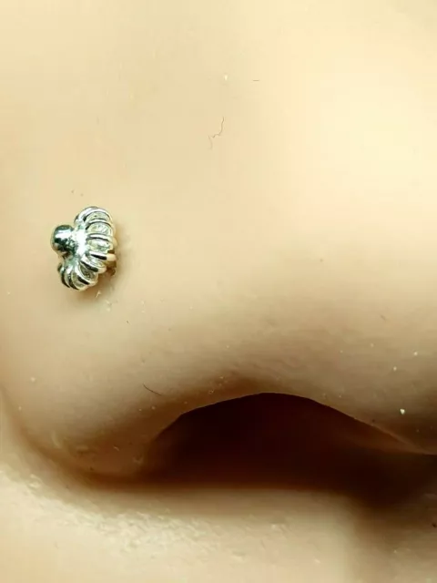 Piercing para nariz con forma de flor, 22 g (0,6 mm), flor en espiral, bola... 3